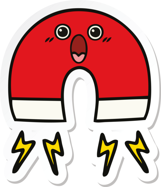 Bir insan tarafından çizilmiş şirin bir çizgi film mıknatısı etiketi.