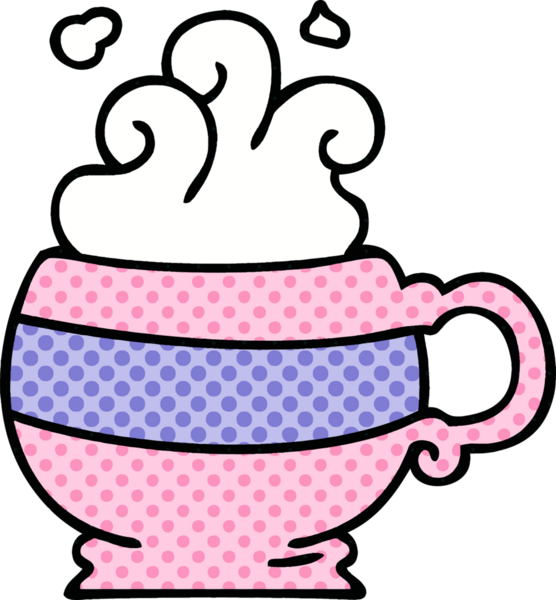 Bir insan tarafından çizilmiş tuhaf bir çizgi roman tarzı sıcak içecek.