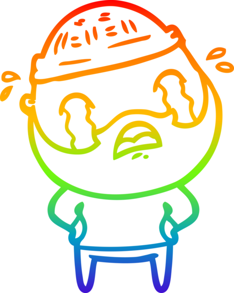 Bir insan tarafından çizilmiş ağlayan sakallı bir adamın çizimi.