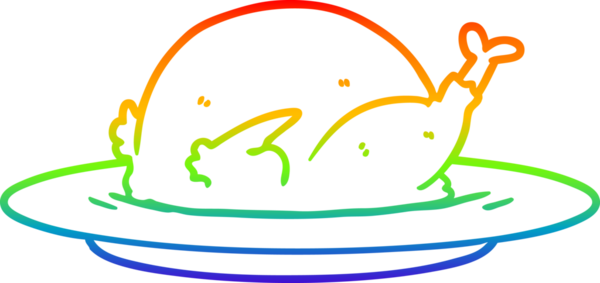 Gökkuşağı gradyan çizgi çizimi bir insan tarafından çizilmiş hindi.
