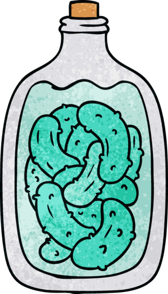 Bir insan tarafından çizilmiş el yapımı karikatür karalama kavanozu turşu turşusu.