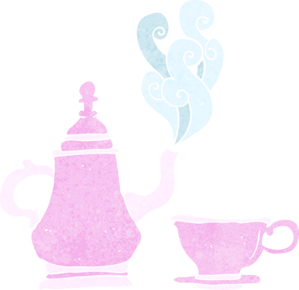 bir insan tarafından çizilmiş kahve demliği ve fincanı.