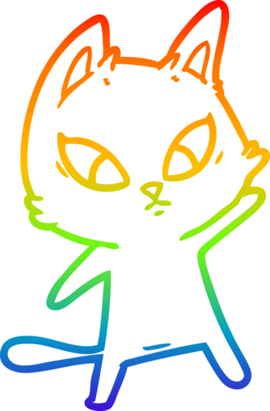 Bir insan tarafından çizilmiş kafası karışmış çizgi film kedisinin çizimi.