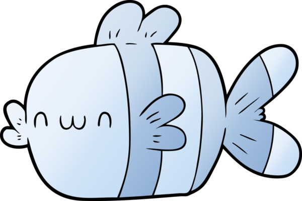 Bir insan tarafından çizilmiş şirin karikatür balığı.