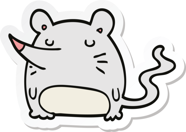 Bir insan tarafından çizilmiş çizgi film faresinin çıkartması.