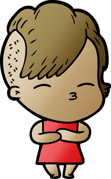 Bir insan tarafından çizilmiş şaşı çizgi film kızı.