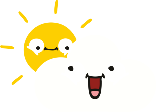 Bir insanın çizdiği gün ışığının ve bulutun düz rengi.