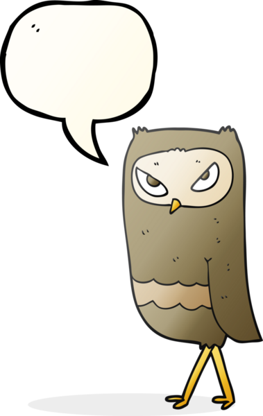 Bir insan tarafından çizilmiş serbest konuşma balonu karikatürü baykuşu