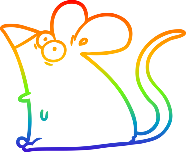 Gökkuşağı gradyan çizgi çizimi Bir insan tarafından çizilmiş korkmuş fare