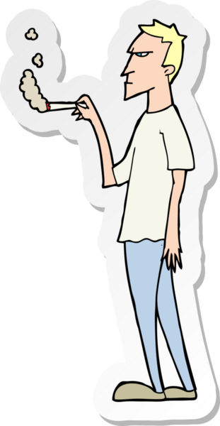 Bir insan tarafından çizilmiş kızgın sigara içicisinin çıkartması.