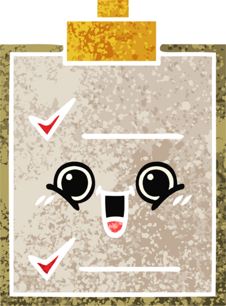 Bir insan tarafından çizilmiş bir kontrol listesinin retro illüstrasyon tarzı karikatürü