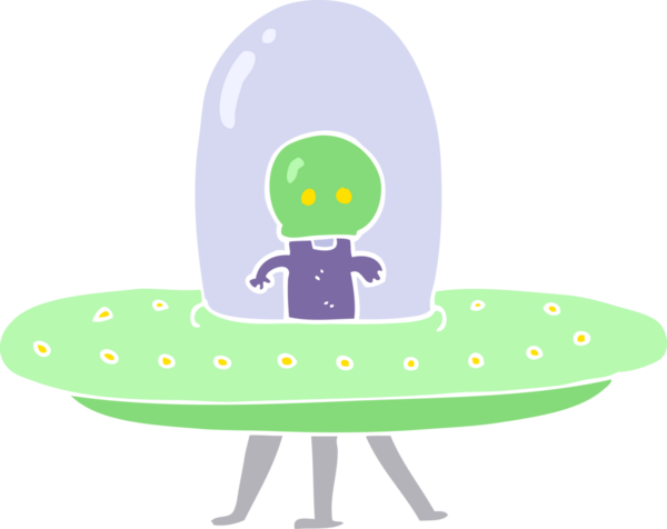 Bir insan tarafından çizilen uçan dairenin düz renk çizimi