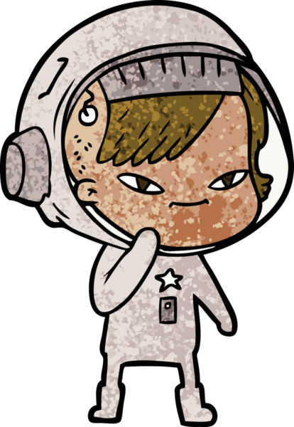 Bir insan tarafından çizilmiş astronot kadın.