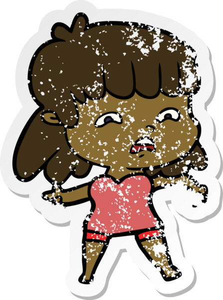 Bir insan tarafından çizilmiş endişeli bir karikatür çıkartması.