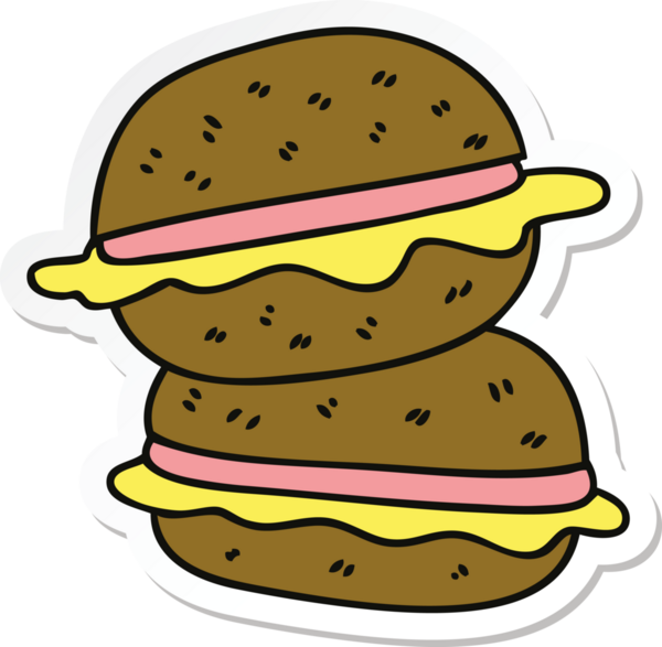 Bir insan tarafından çizilmiş tuhaf bir el çizilmiş sandviç etiketi.