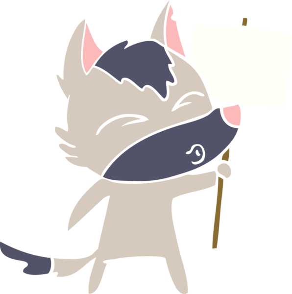 Bir insan tarafından çizilmiş protestolu düz renkli çizgi film kurdu.