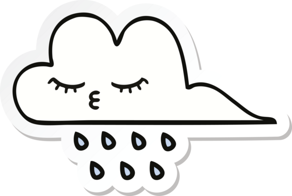 Bir insan tarafından çizilmiş şirin bir yağmur bulutunun çıkartması.