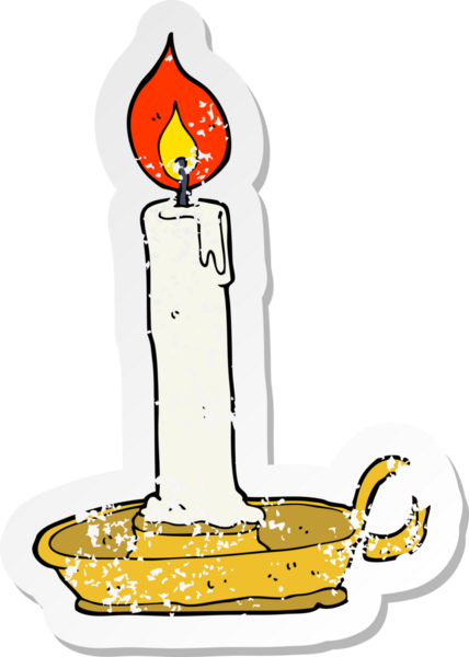 Bir insan tarafından çizilmiş eski bir şamdanın gerilmiş çıkartması.