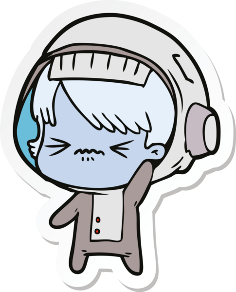 Bir insan tarafından çizilmiş kızgın bir uzay kızının çıkartması.