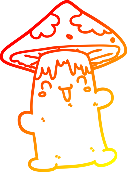Bir insan tarafından çizilmiş bir mantar karakterinin sıcak çizgi çizimi