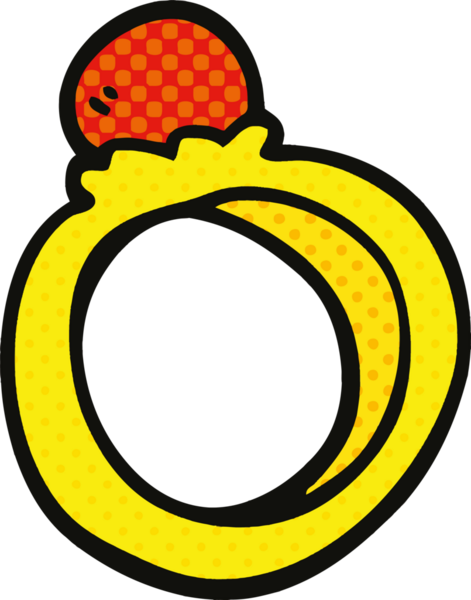 Bir insan tarafından çizilmiş çizgi roman tarzı nişan yüzüğü.