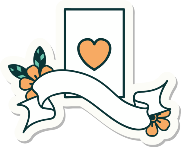 Bir insan tarafından çizilmiş kupa asının sancağı olan dövme stili çıkartması.