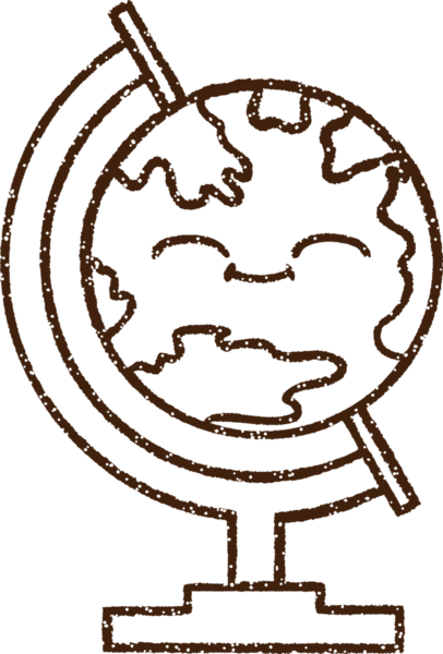 Bir insan tarafından çizilen Coğrafya Küresi Kömür Çizimi