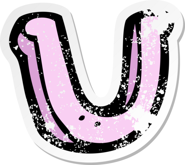 Bir insan tarafından çizilmiş U harfinin gerilimli yapıştırması.