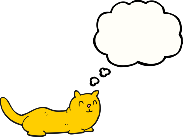 Bir insan tarafından çizilmiş serbest çizim baloncuk çizgi film kedisi.