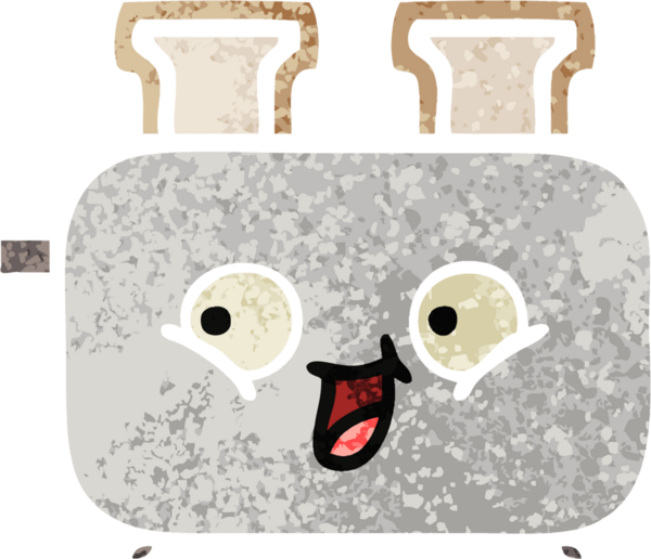 Bir insan tarafından çizilmiş bir tost makinesinin retro çizim stili karikatürü