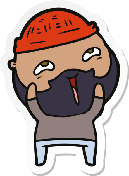 Bir insan tarafından çizilmiş mutlu sakallı bir adamın çıkartması.