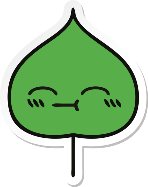 Bir insan tarafından çizilmiş sevimli bir çizgi film yaprağının çıkartması.