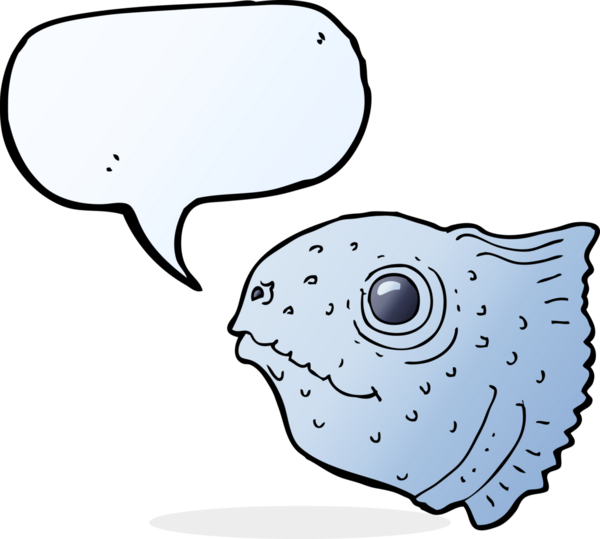 bir insan tarafından çizilmiş baloncuklu balık kafası.