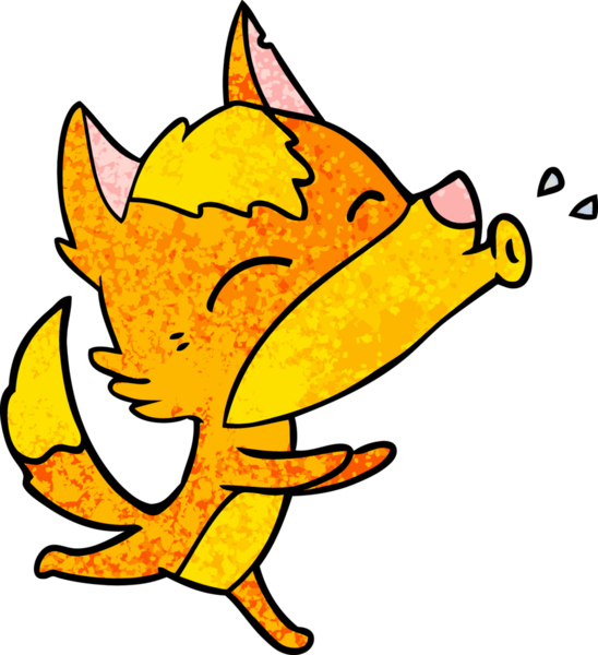 Bir insan tarafından çizilmiş tilki çizgi film karakteri