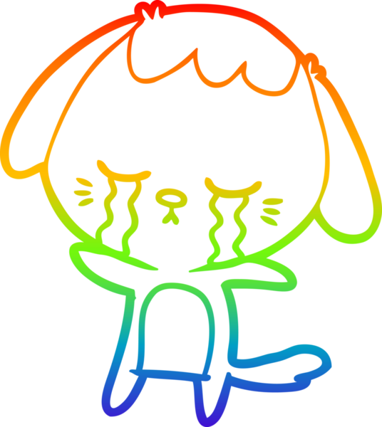 gökkuşağı gradyan çizgi çizimi bir insan tarafından çizilmiş ağlayan bir köpek