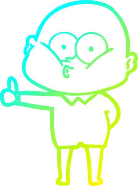 Bir insan tarafından çizilmiş, kel bir adamın soğuk çizgi çizimi.