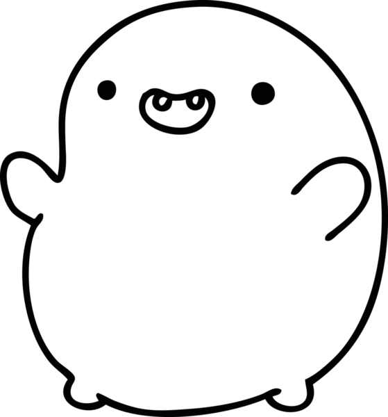 Bir insan tarafından çizilmiş mutlu fasulye yaratığının çizgi karalaması.