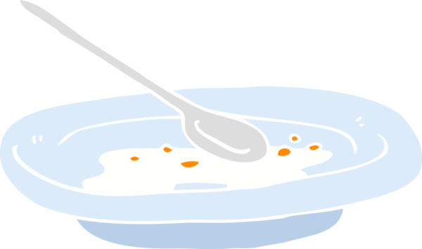 Bir insan tarafından çizilmiş boş mısır gevreği kasesinin düz renk çizimi