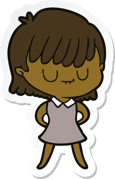 Bir insan tarafından çizilmiş bir karikatür kadının çıkartması.