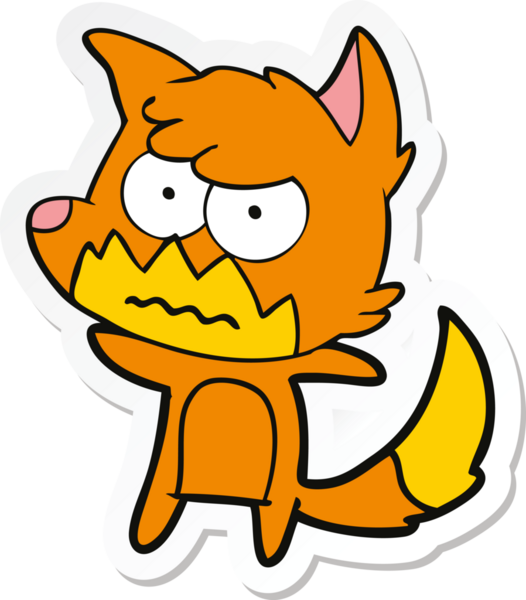 Bir insan tarafından çizilmiş, kızgın tilki çıkartması.