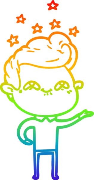 Gökkuşağı gradyanı çizimi bir insan tarafından çizilmiş heyecanlı bir çizgi film