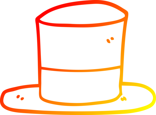 Bir insan tarafından çizilmiş bir çizgi film silindir şapkasının sıcak çizgi çizimi