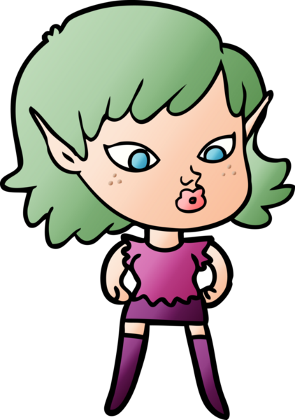Bir insan tarafından çizilmiş güzel elf kızı.