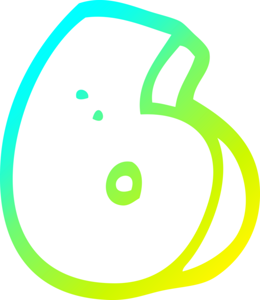 Bir insan tarafından çizilen altı numaralı karikatürün soğuk eğimli çizimi.