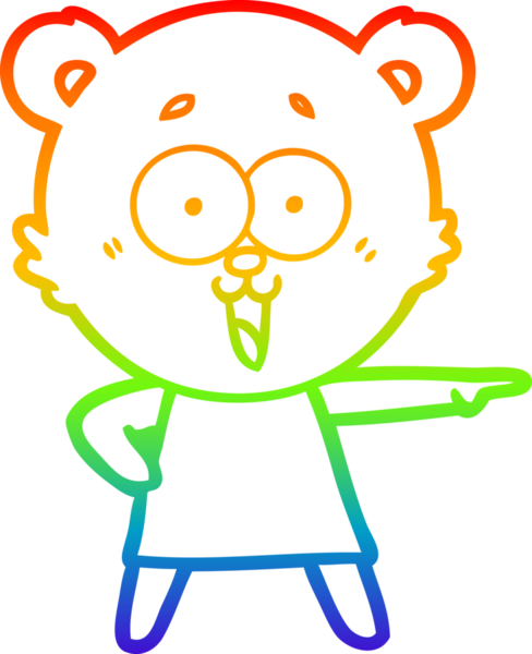 Gökkuşağı gradyan çizgisi bir insan tarafından çizilmiş, gülen bir oyuncak ayı çizgi filmi.