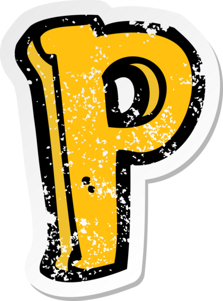 Bir insan tarafından çizilmiş P harfinin gerilimli yapıştırması.