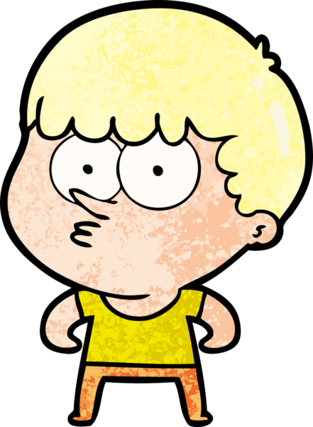 Bir insan tarafından çizilmiş meraklı bir çocuk.