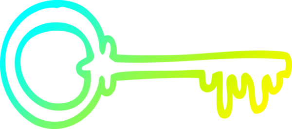 Bir insan tarafından çizilen çizgi film anahtarının soğuk gradyan çizimi