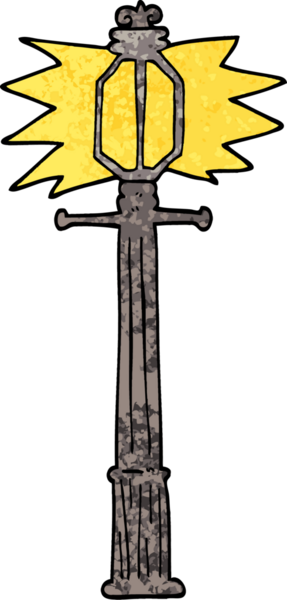 Grunge desenli çizim çizgi film lambası direği bir insan tarafından çizilmiş.