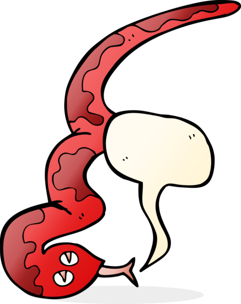 Bir insan tarafından çizilmiş konuşma balonlu tıslayan yılan.